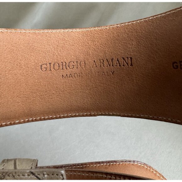 Giorgio Armani leather belt croc embossed Neutral Beige Vintage 93cm 36.5 In main image 8